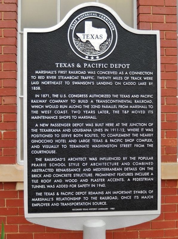 Texas & Pacific Depot Marker image. Click for full size.