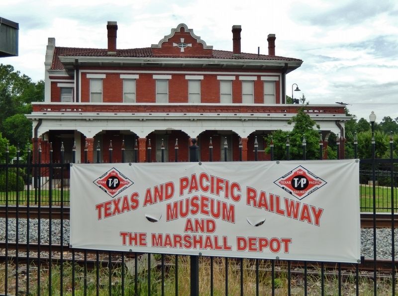 Marshall Depot (formerly Texas & Pacific Depot) (<i>view across tracks, north from marker</i>) image. Click for full size.