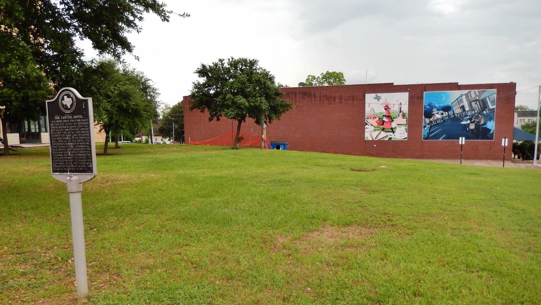 Site of The Capitol Hotel Marker (<i>wide view; former Capitol Hotel site behind marker</i>) image. Click for full size.