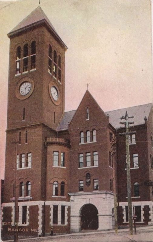 <i>City Hall, Bangor, ME.</i> - former home of the Hersey Memorial Building Bell image. Click for full size.