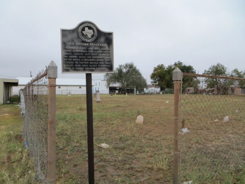 Old Snyder Graveyard Marker. Click for full size. Old Snyder Graveyard Marker image. Click for full size.