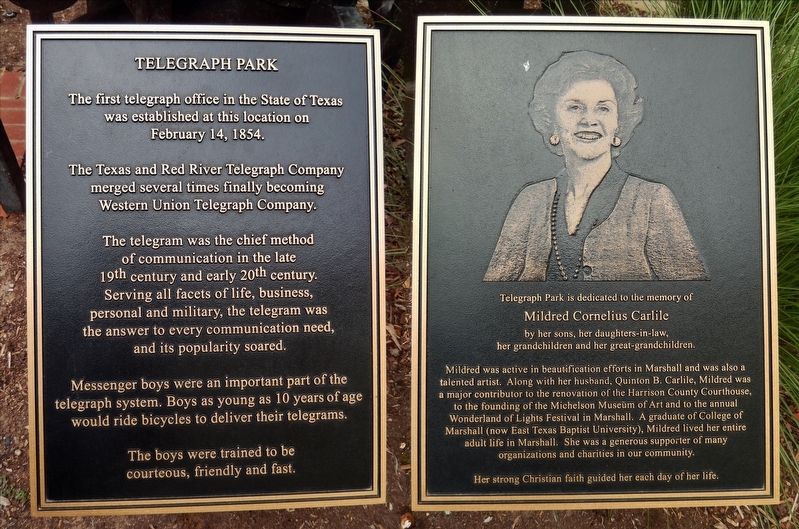 Telegraph Park Marker & Dedication. Click for full size. Telegraph Park Marker & Dedication image. Click for full size.