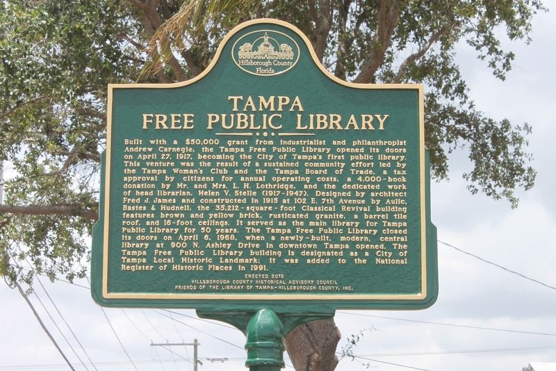 Tampa Free Public Library Marker image. Click for full size.