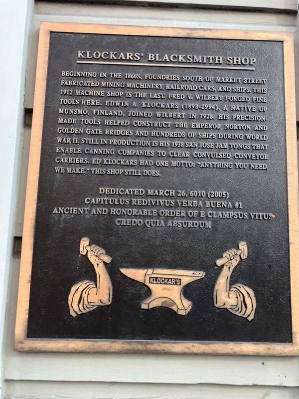 Klockars' Blacksmith Shop Marker. Click for full size. Klockars' Blacksmith Shop Marker image. Click for full size.