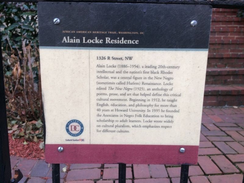 Alain Locke Residence Marker. Click for full size. Alain Locke Residence Marker image. Click for full size.