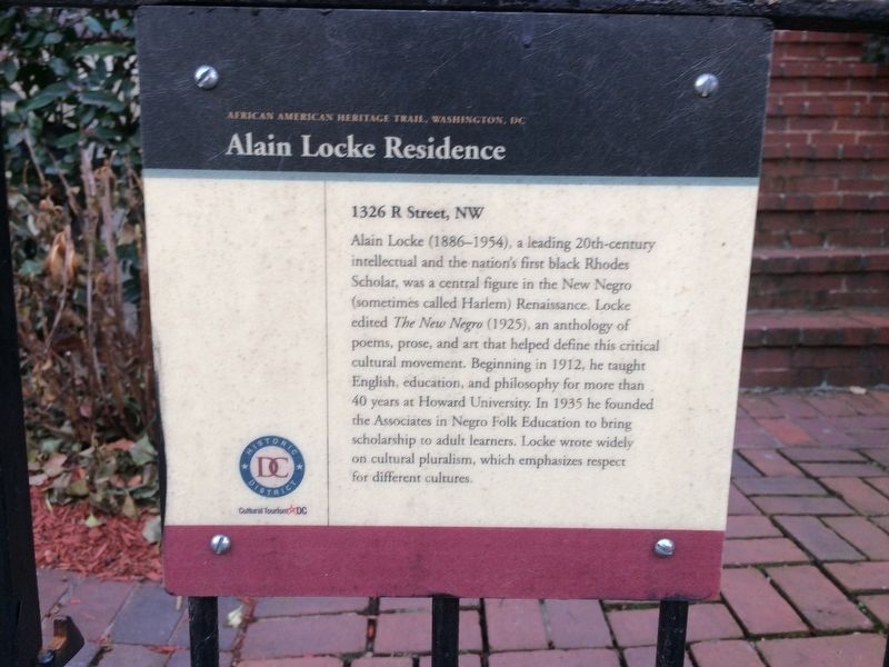 Alain Locke Residence Marker image. Click for full size.