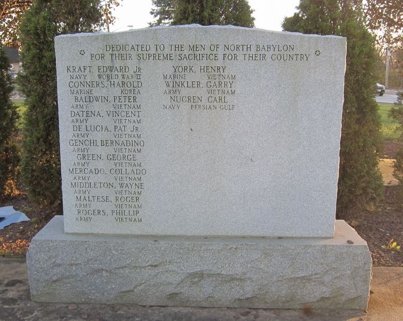North Babylon Veteran's Memorial Marker image. Click for full size.
