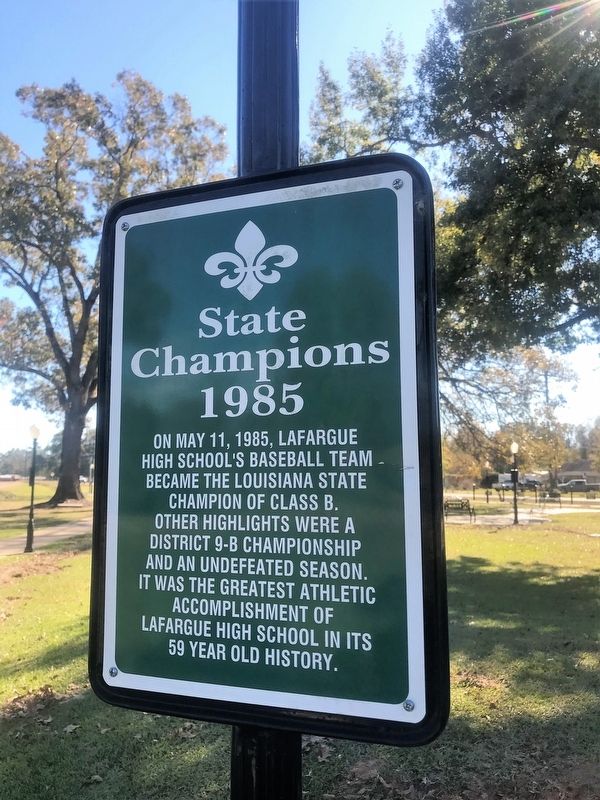 State Champions 1985 Marker. Click for full size. State Champions 1985 Marker image. Click for full size.