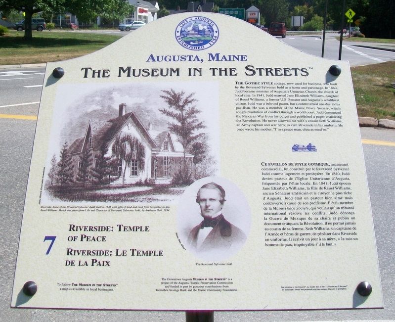 Riverside: Temple of Peace / Le Temple de la Paix Marker. Click for full size. Riverside: Temple of Peace / Le Temple de la Paix Marker image. Click for full size.