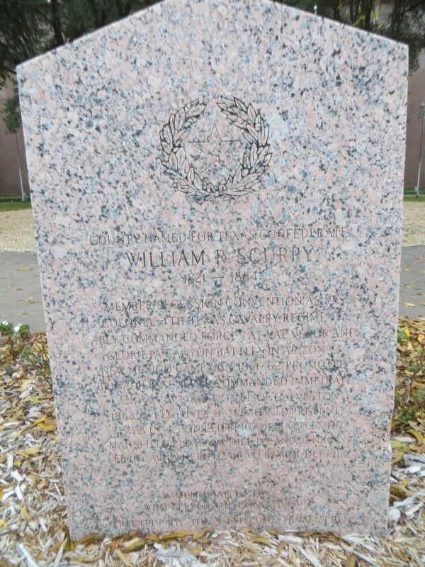 County Named for Texas Confederate William R. Scurry Marker. Click for full size. County Named for Texas Confederate William R. Scurry Marker image. Click for full size.
