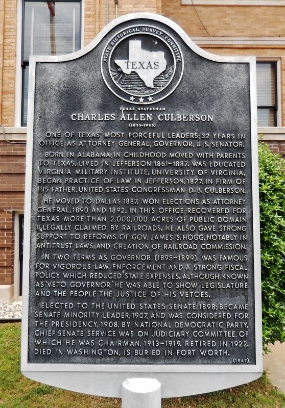 Texas Statesman Charles Allen Culbertson Marker. Click for full size. Texas Statesman Charles Allen Culbertson Marker image. Click for full size.