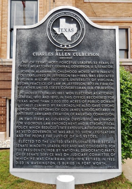 Texas Statesman Charles Allen Culbertson Marker image. Click for full size.