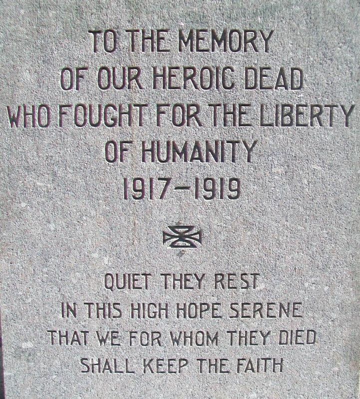 World War I Memorial Marker image. Click for full size.