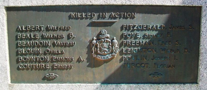World War I Memorial Killed in Action Honor Roll image. Click for full size.