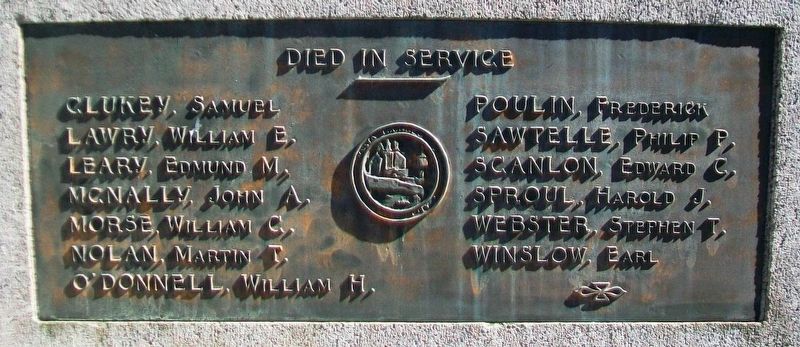 World War I Memorial Died in Service Honor Roll image. Click for full size.