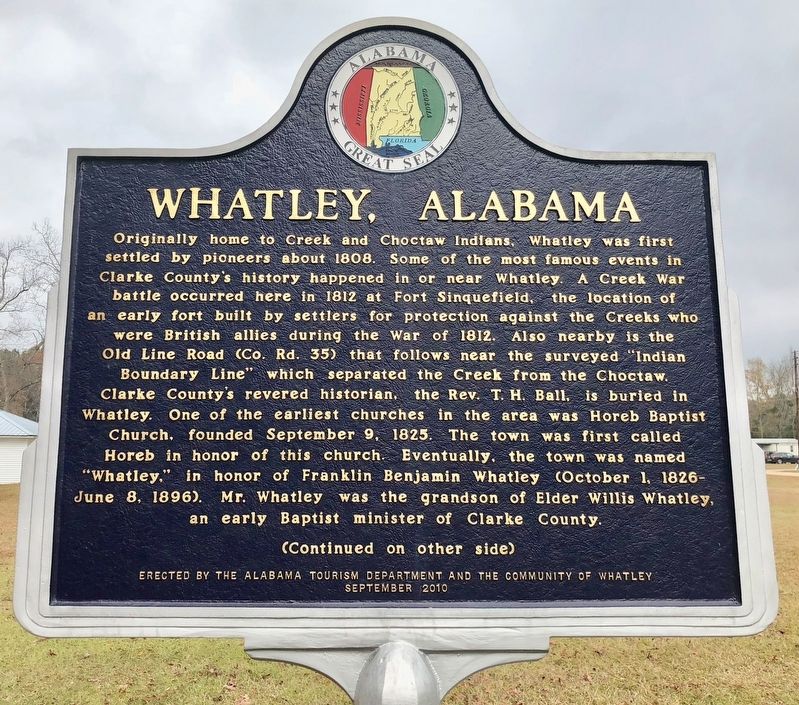 Whatley, Alabama Marker (Front) image. Click for full size.