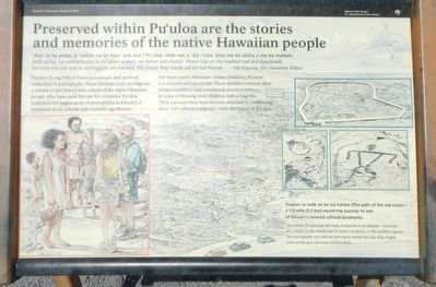 Preserved within Pu'uloa are the stories and memories of the Native Hawaiian people Marker image. Click for full size.