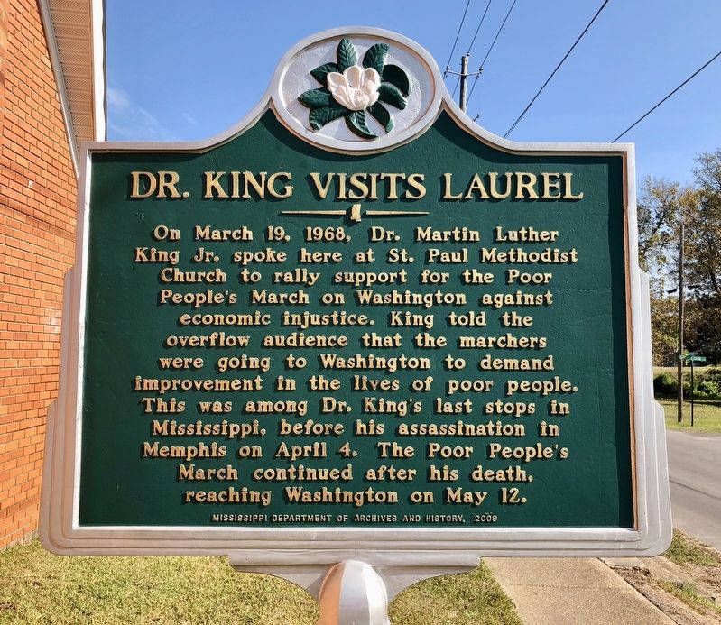 Dr. King Visits Laurel Marker image. Click for full size.