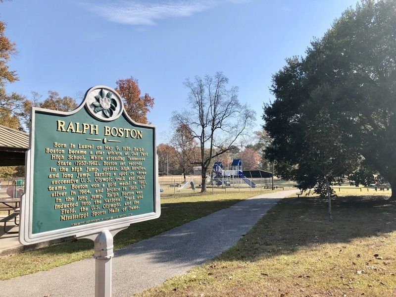 View of marker and the City of Laurel, Boston Park. image. Click for full size.