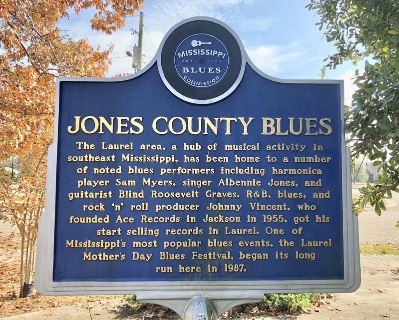 Jones County Blues Marker (Front) image. Click for full size.