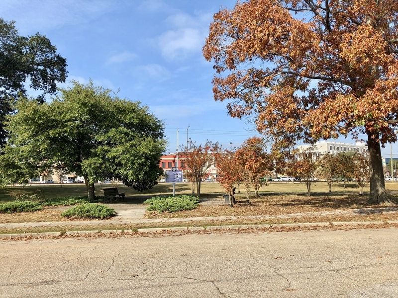 View of marker and park, south of Amtrak Station. image. Click for full size.
