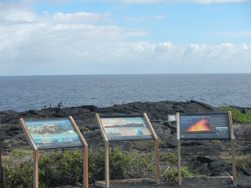 The islands of Hawai'i begin here Marker. Click for full size. The islands of Hawai'i begin here Marker image. Click for full size.