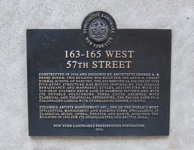 163-165 West 57th Street Marker image. Click for full size.