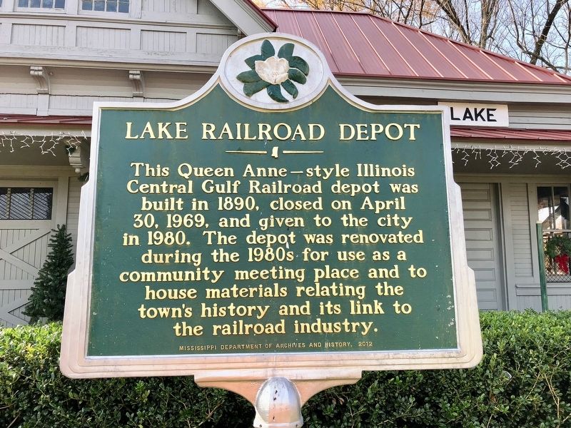 Lake Railroad Depot Marker image. Click for full size.
