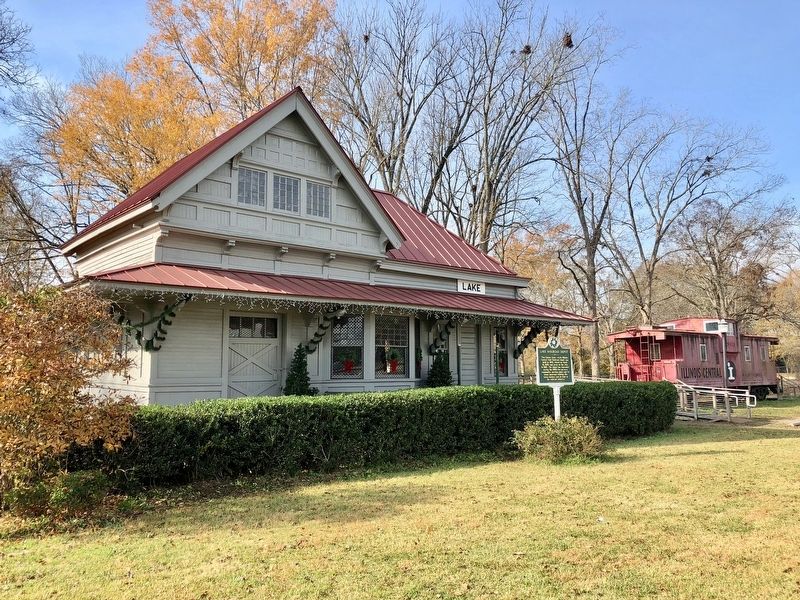 Lake Railroad Depot & Marker. Click for full size. Lake Railroad Depot & Marker image. Click for full size.