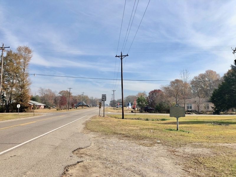 Hickory Marker, on right, looking east on U.S. Highway 80.. Click for more information. Hickory Marker, on right, looking east on U.S. Highway 80. image. Click for more information.