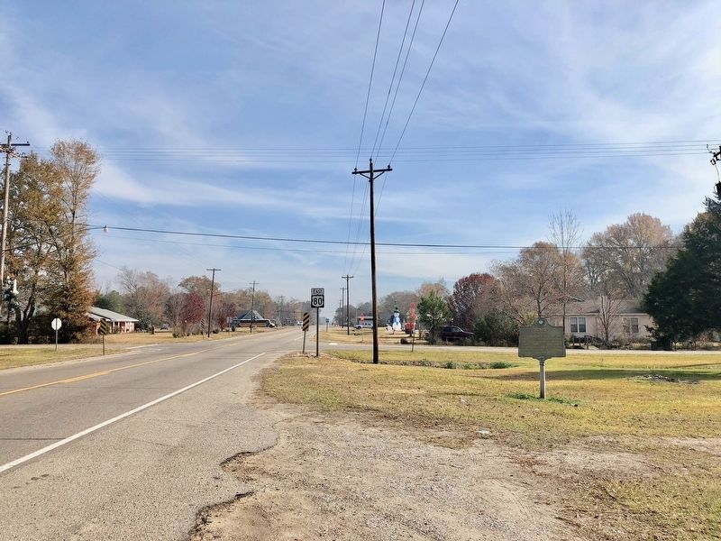 Hickory Marker, on right, looking east on U.S. Highway 80. image. Click for full size.