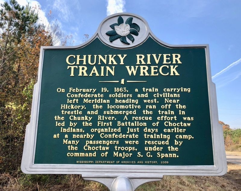 Chunky River Train Wreck Marker. Click for full size. Chunky River Train Wreck Marker image. Click for full size.