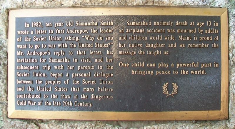 Samantha Reed Smith Marker. Click for full size. Samantha Reed Smith Marker image. Click for full size.