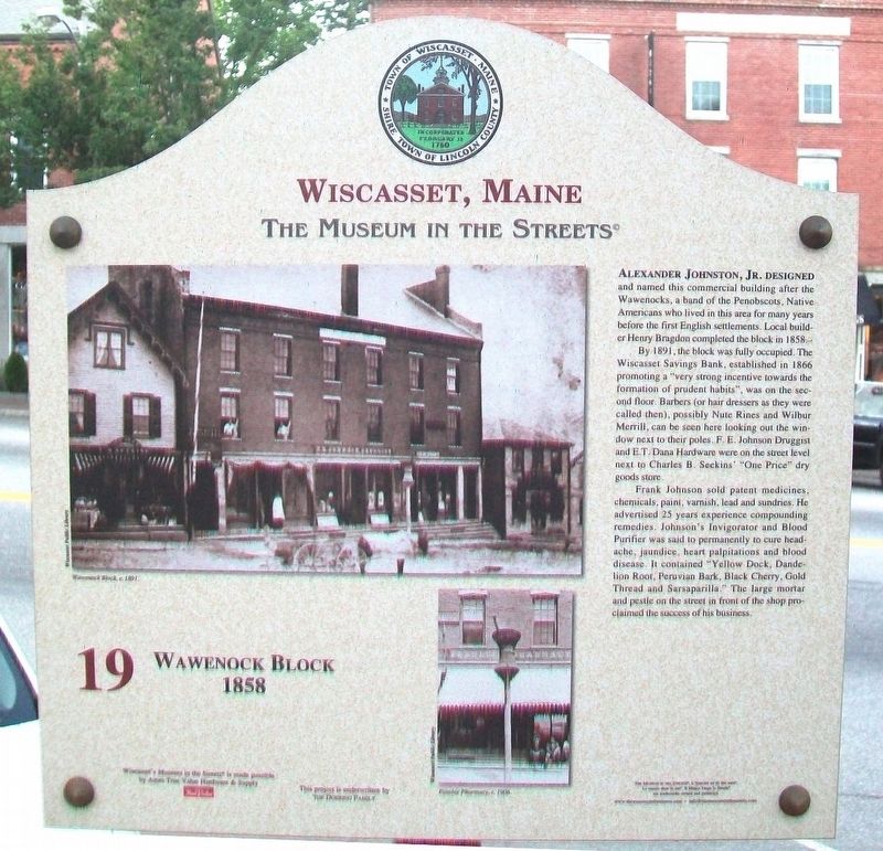 Wawenock Block  1858 Marker image. Click for full size.