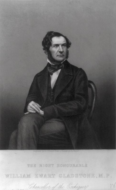 <i>William Ewart Gladstone, 1809-1898, three-quarters length, seated, facing right</i> image. Click for full size.