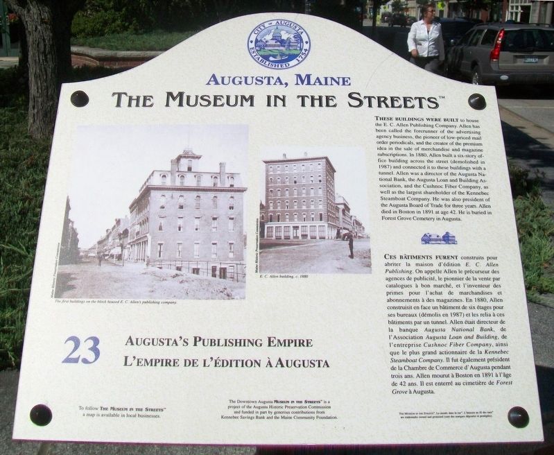 Augusta's Publishing Empire / L'empire de l'édition à Augusta Marker. Click for full size. Augusta's Publishing Empire / L'empire de l'édition à Augusta Marker image. Click for full size.