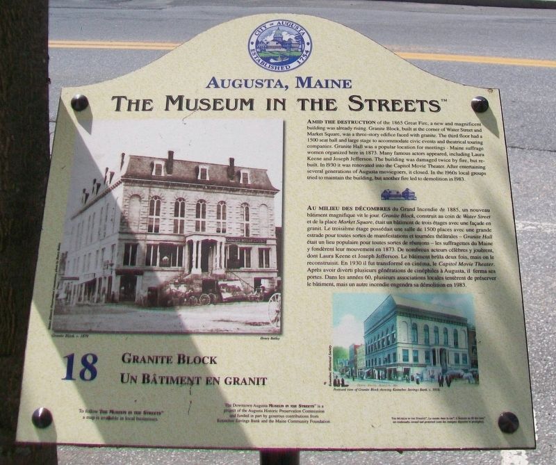 Granite Block / Un Bâtiment en granit Marker. Click for full size. Granite Block / Un Bâtiment en granit Marker image. Click for full size.