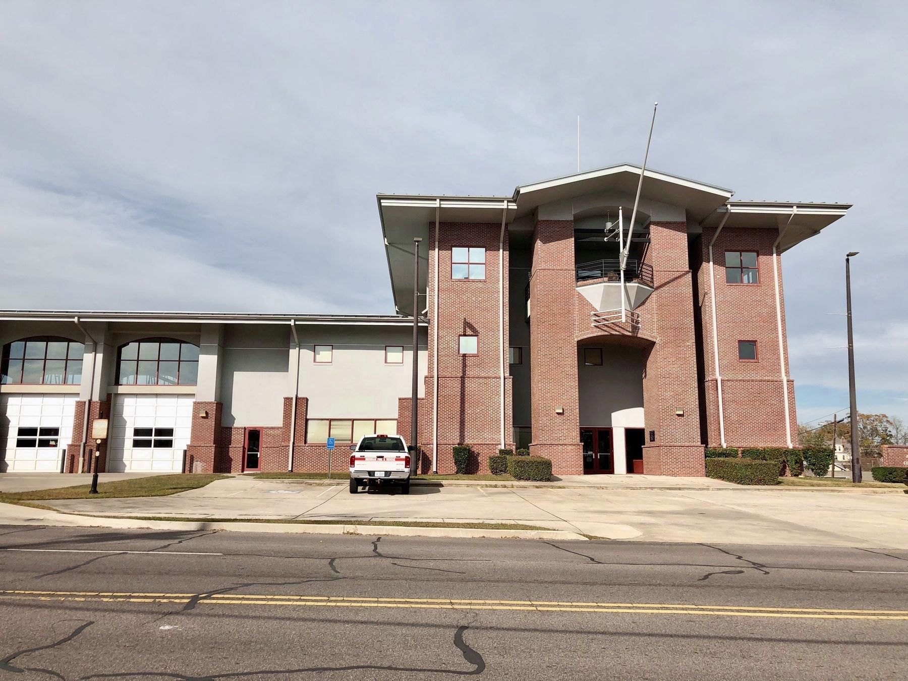 Marker in front (on left) of the Meridian Central Fire Station (Station No. 1).. Click for full size. Marker in front (on left) of the Meridian Central Fire Station (Station No. 1). image. Click for full size.