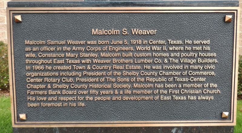 Malcolm S. Weaver Marker image. Click for full size.