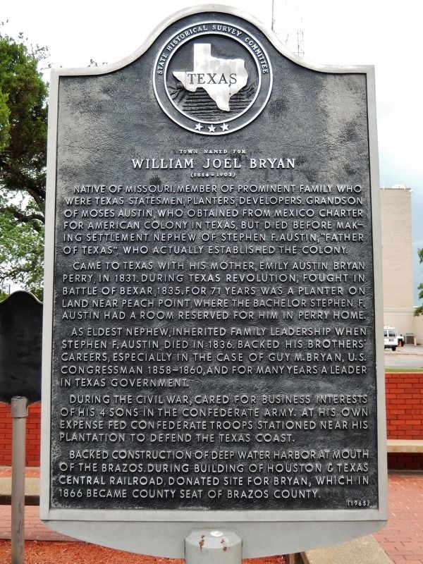Town Named for William Joel Bryan Marker image. Click for full size.