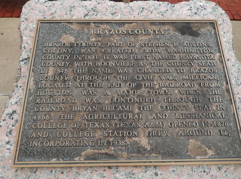 Brazos County Marker. Click for full size. Brazos County Marker image. Click for full size.