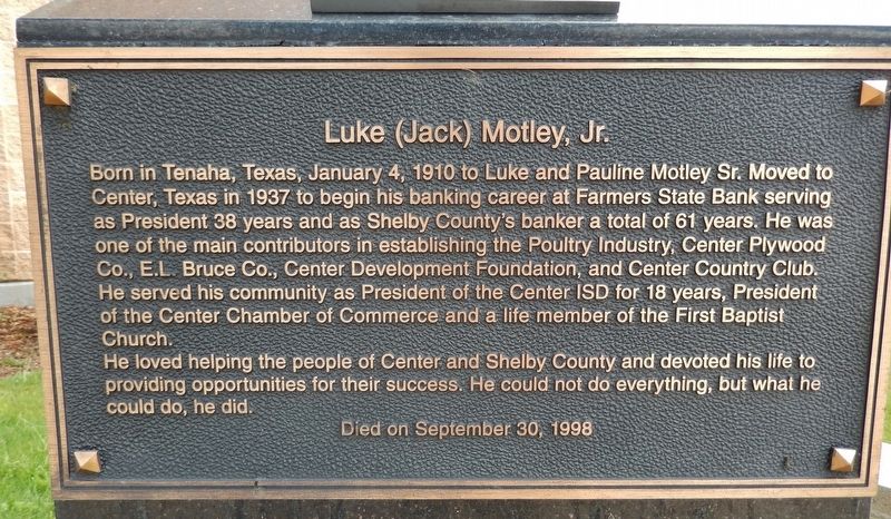 Luke (Jack) Motley, Jr. Marker image. Click for full size.