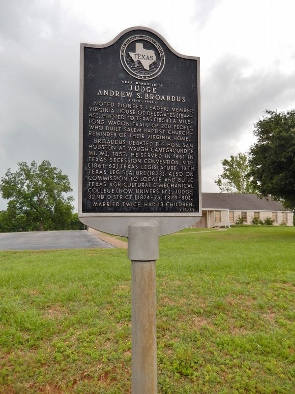 Near Homesite of Judge Andrew S. Broaddus Marker (<i>tall view</i>) image. Click for full size.