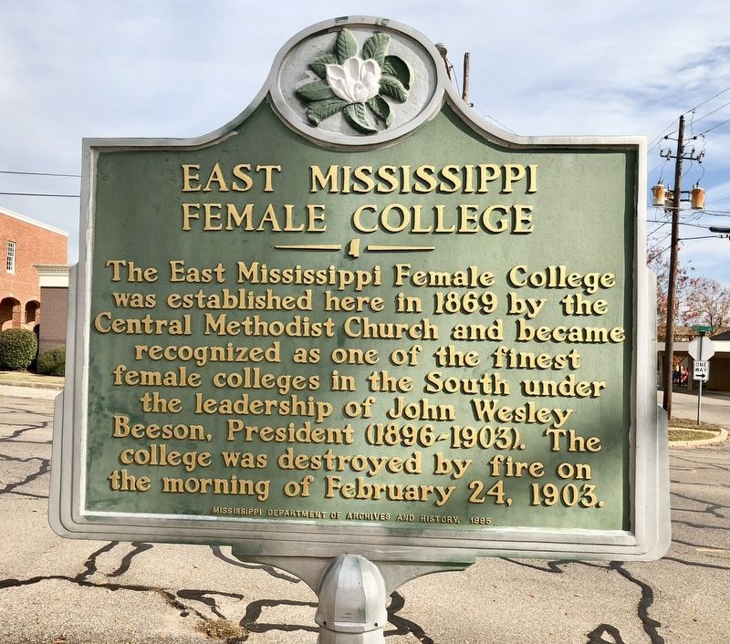 East Mississippi Female College Marker image. Click for full size.