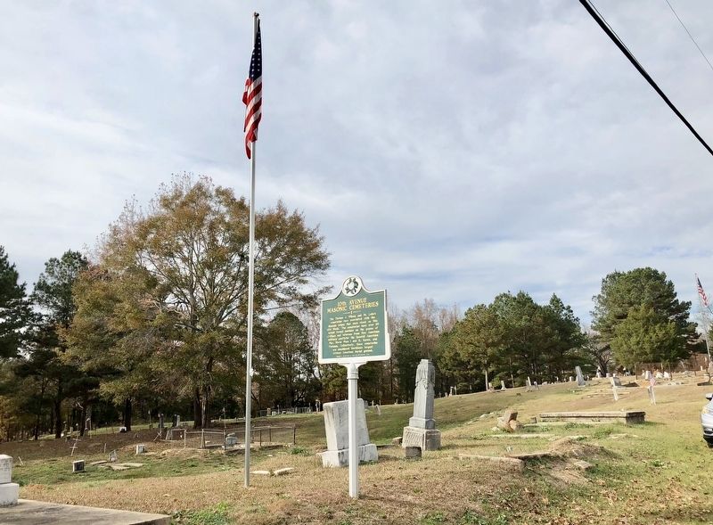 View of marker and cemeteries. image. Click for full size.