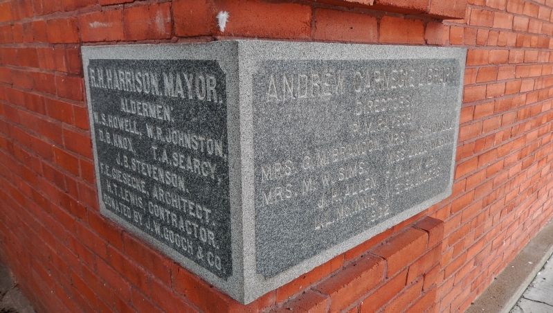 Carnegie Public Library: 1902 Cornerstone. Click for full size. Carnegie Public Library: 1902 Cornerstone image. Click for full size.