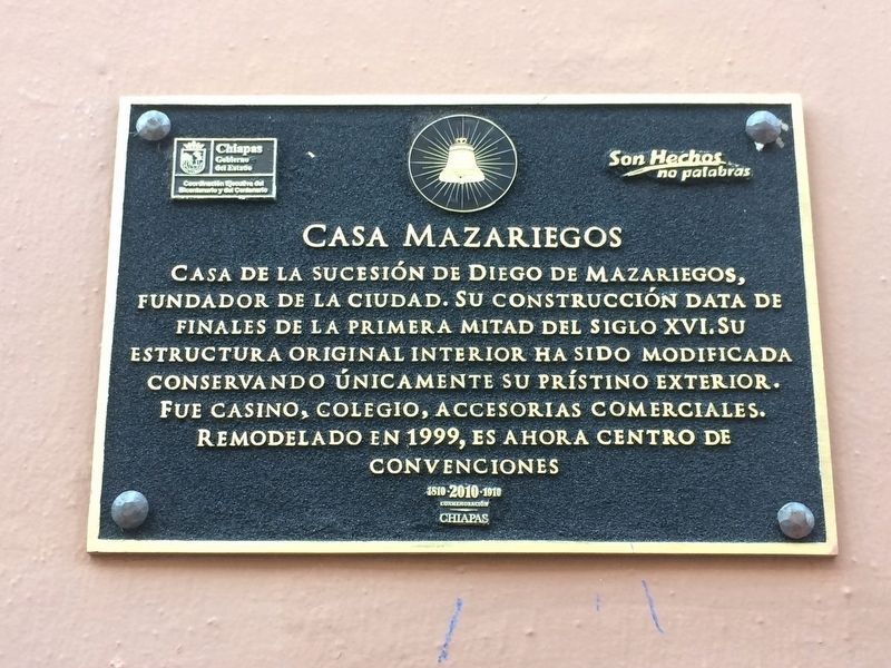 The Mazariegos House Marker image. Click for full size.