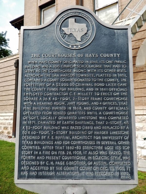 The Courthouses of Hays County Marker image. Click for full size.