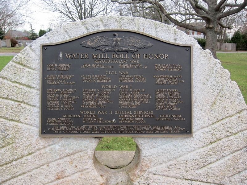 Water Mill Rolls of Honor Marker - Left Tablet image. Click for full size.