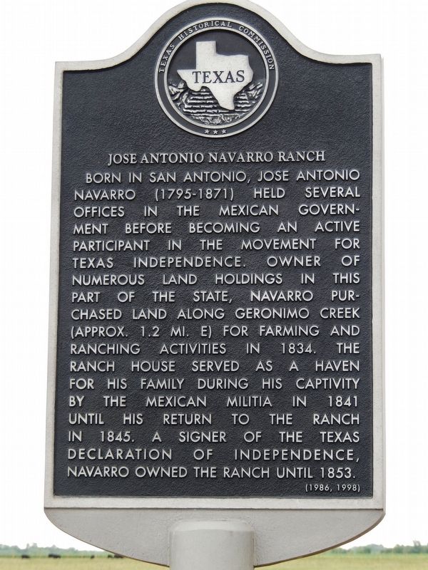 Jose Antonio Navarro Ranch Marker image. Click for full size.